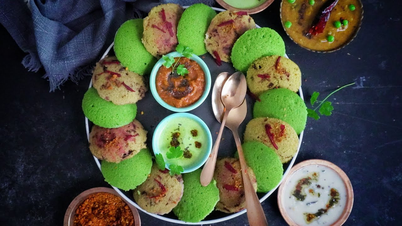 Instant Spinach & Beetroot Idli (VEGAN) | Suji Rava Idli | पालक और चुकन्दर  रवा इडली | Veganuary
