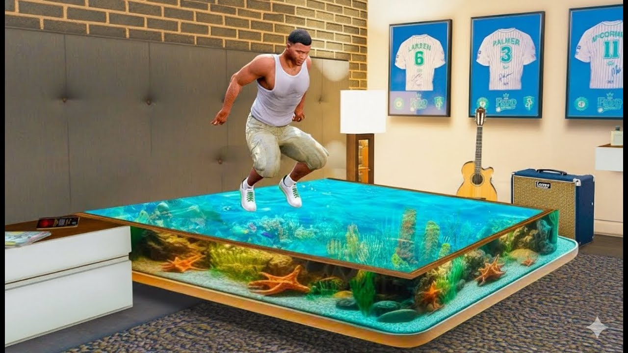 Franklin Dive Into an Epic Bed Turned Fish Tank In Gta 5