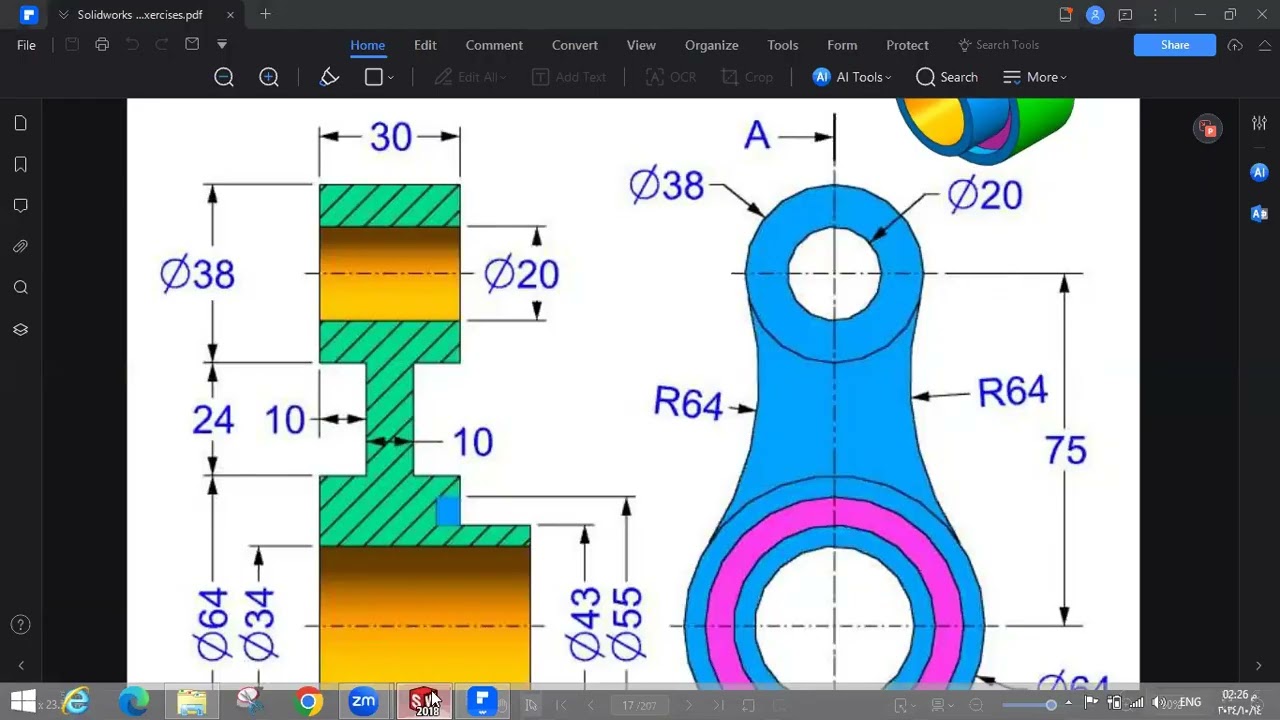 Solidworks 200 Exercises –  تمارين علي برنامج السولدوركس بالعربي رقم (12)