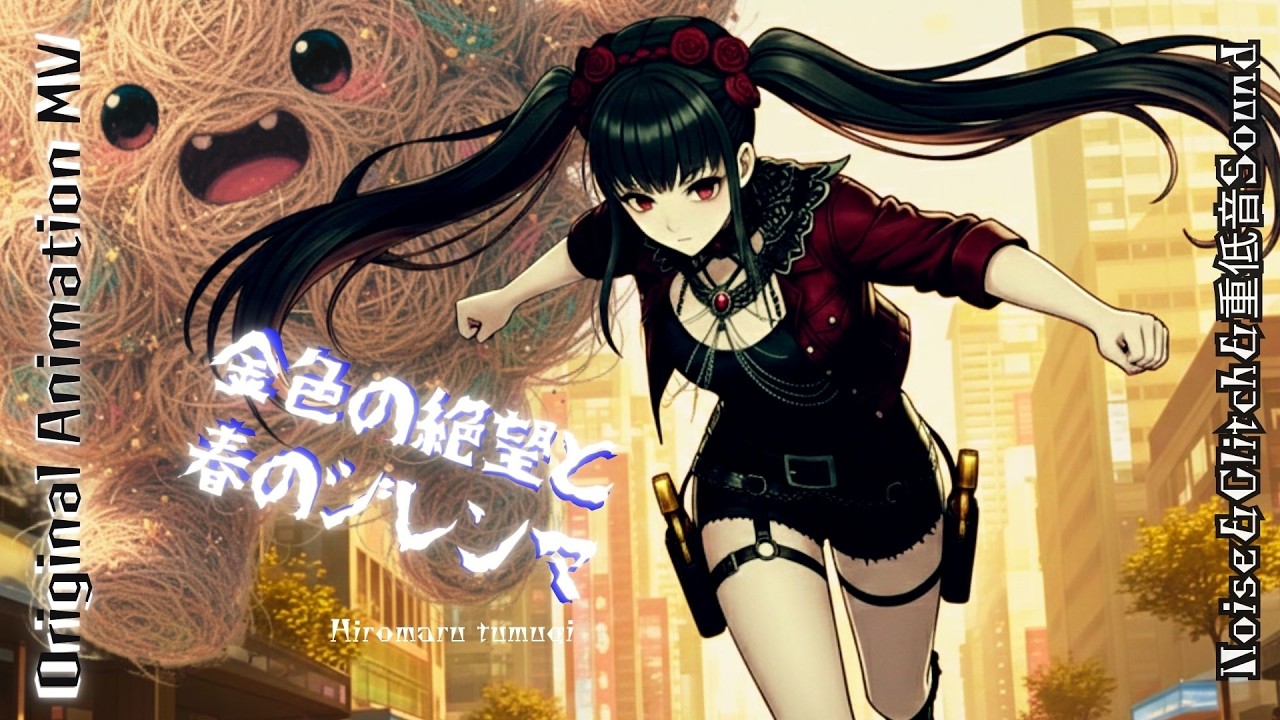 金色の絶望と春のジレンマ【Original Animation MV】・Noise＆グリッチ＆重低音Sound・(J-mixture Rock )製作時間70時間　再構築リミキシングAI　sound