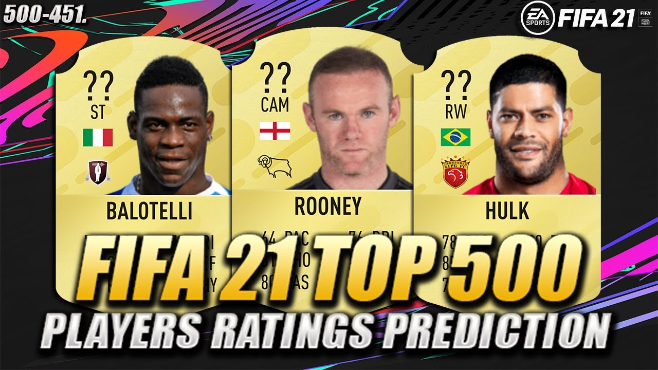 FIFA 21 | TOP 500 PLAYERS RATINGS PREDICTION (500-451) | w/ Rooney, Hulk & Balotelli
