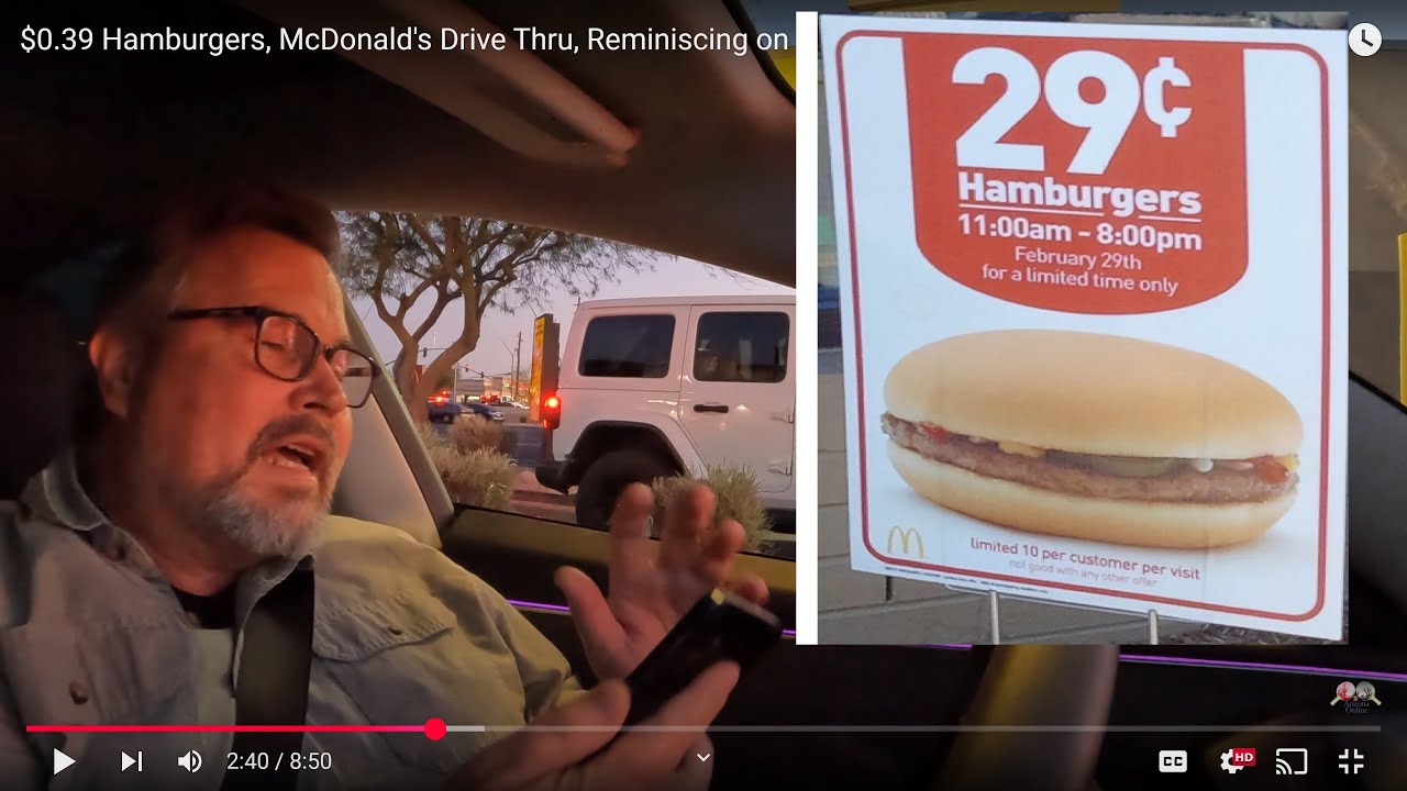 $0.39 Hamburgers, McDonald's Drive Thru, Reminiscing on Fast Food Prices McKellips Rd, Mesa, AZ, NGH