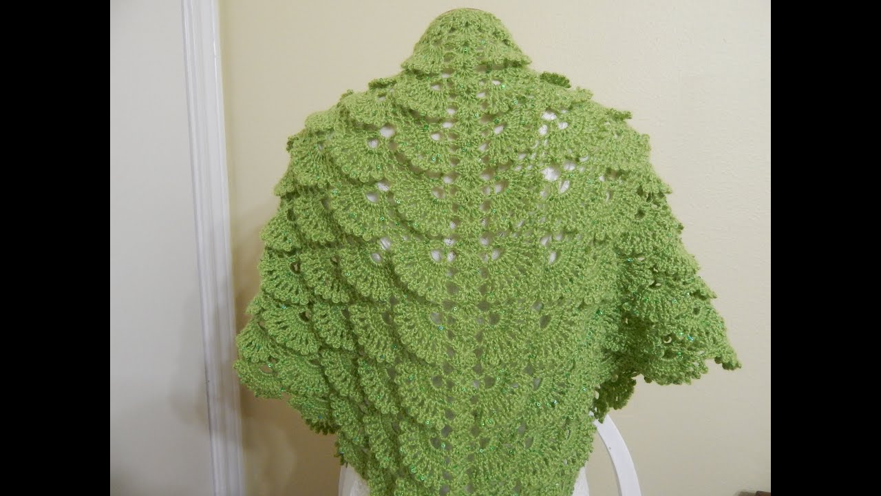 Chal  Crochet en abanicos Triangular  2 de 2 (cc)