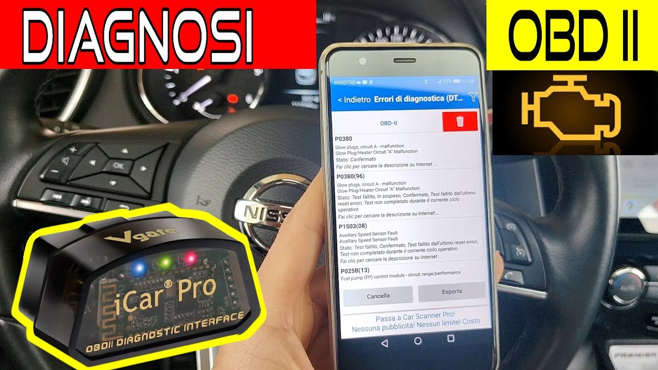Nissan Qashqai Come Fare La Diagnosi Con Lo Scanner OBD Vgate iCar PRO e Car Scanner, Diagnostic Car