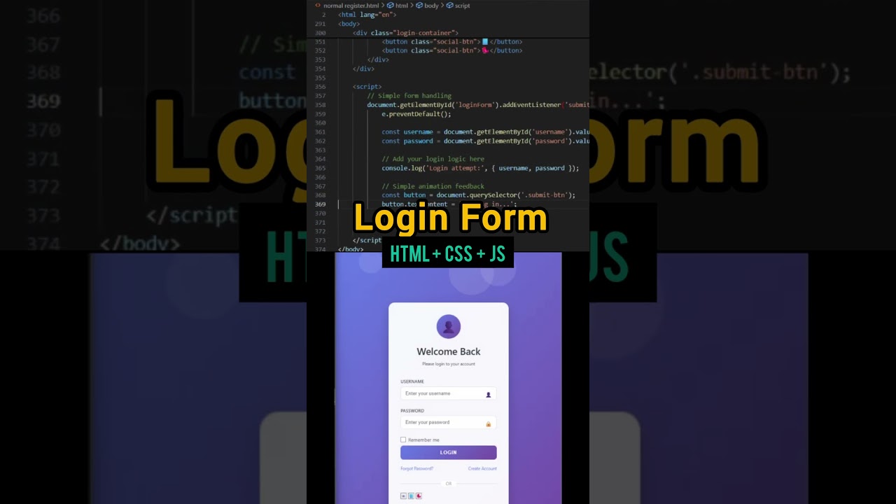Login Form 🔥&hearts;️👨&zwj;💻 || #html #css #js #loginform