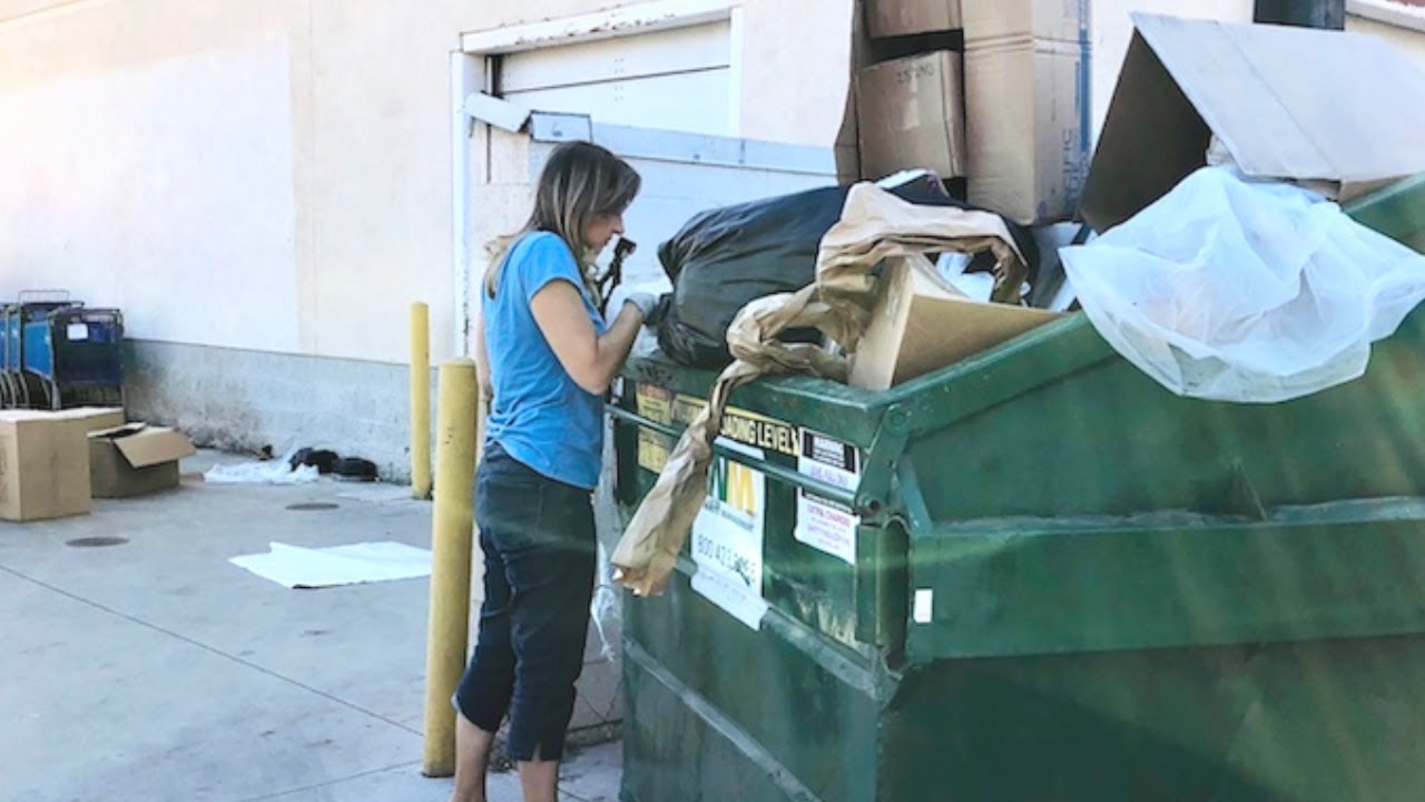 SHE SPENT THE DAY DUMPSTER DIVING AT BIG CORPORATE STORES