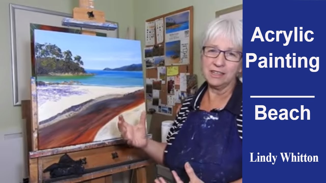 How to paint a beach. Acrylic painting tutorial.