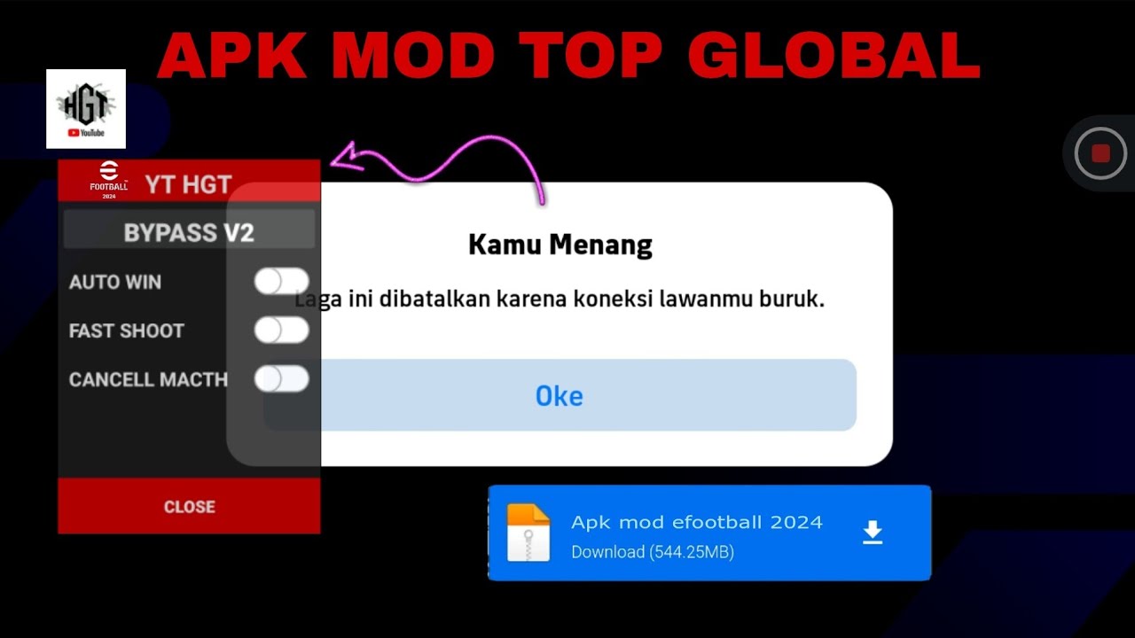 HOW TO HACK MOD MENU AUTO WIN EFOOTBALL MOBILE 2024
