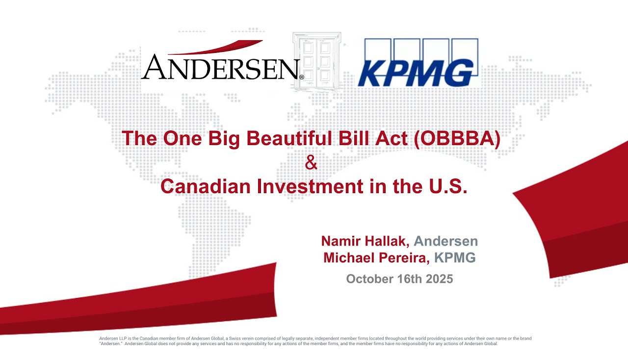 Select USA Webinar - The One Big Beautiful Bill - Andersen and KPMG Presentation
