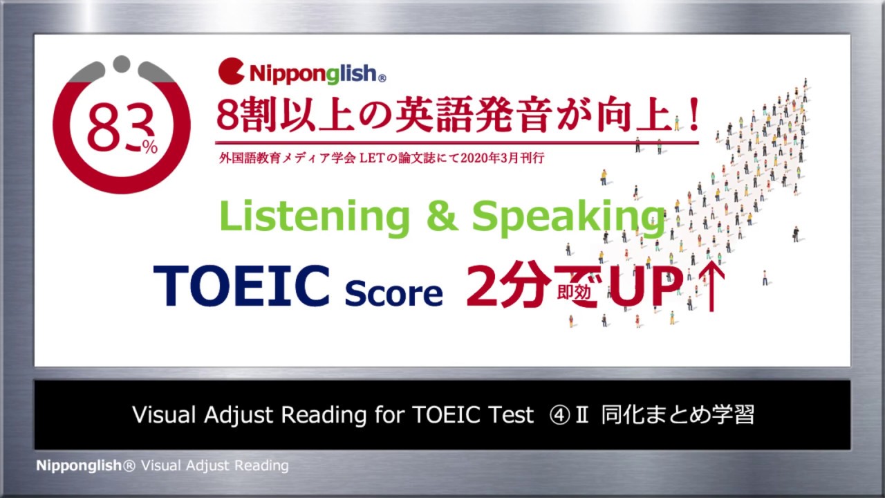同化_④_2（融合同化・nt同化、まとめ学習）TOEICスコアを2分間でアップ！英語の発音を見える化したNipponglish・Visual Adjust Reading