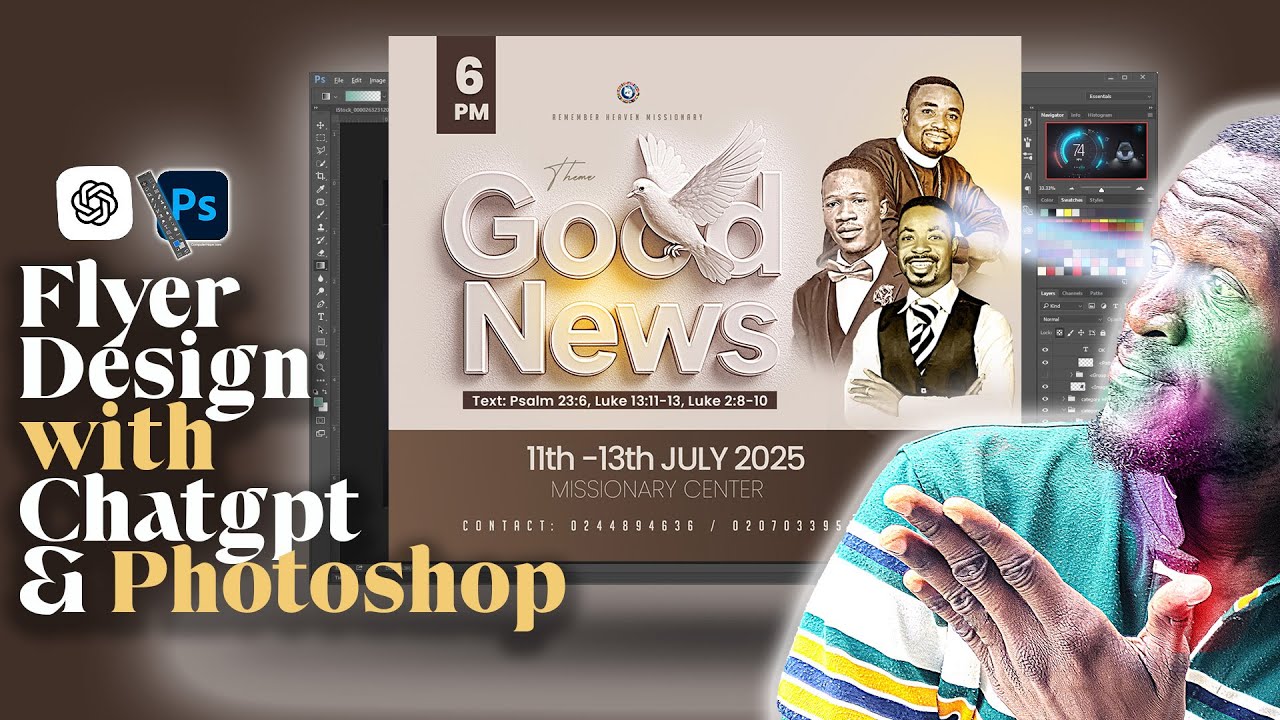 How to Use ChatGPT + photoshop to Design a 3D Church Flyer