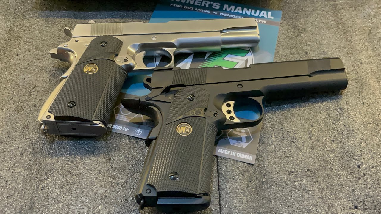 WE Airsoft 1911 MEU Silver Full Metal Gas Blowback or Color Black Option review and testing