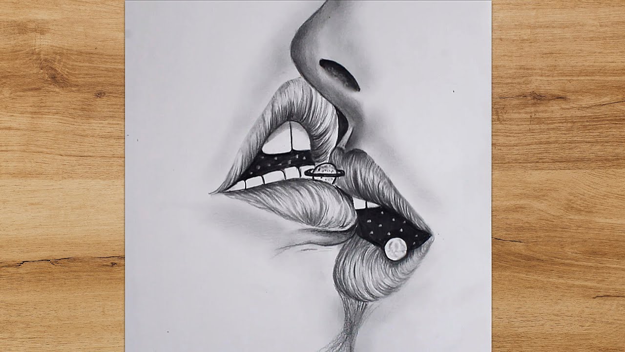 how to draw kissing lips for beginners