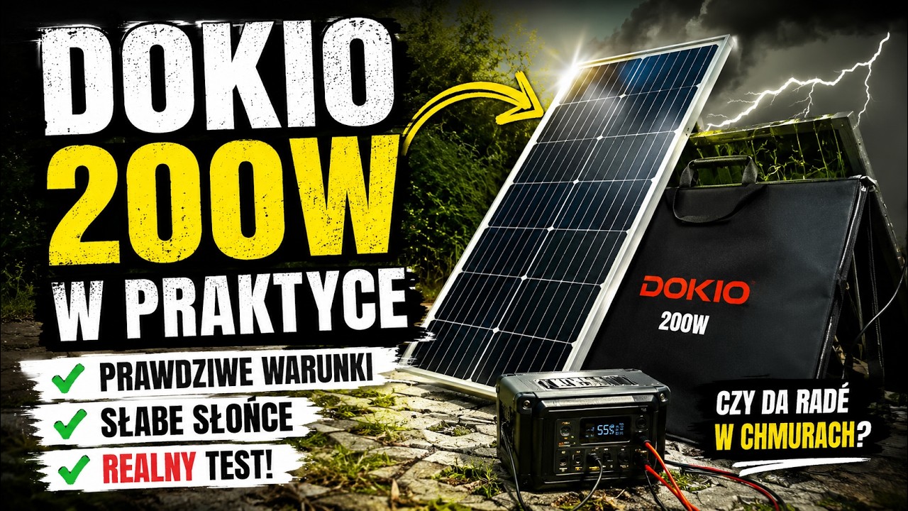 Monokrystaliczna walizka! Panel słoneczny Dokio przy kiepskiej pogodzie