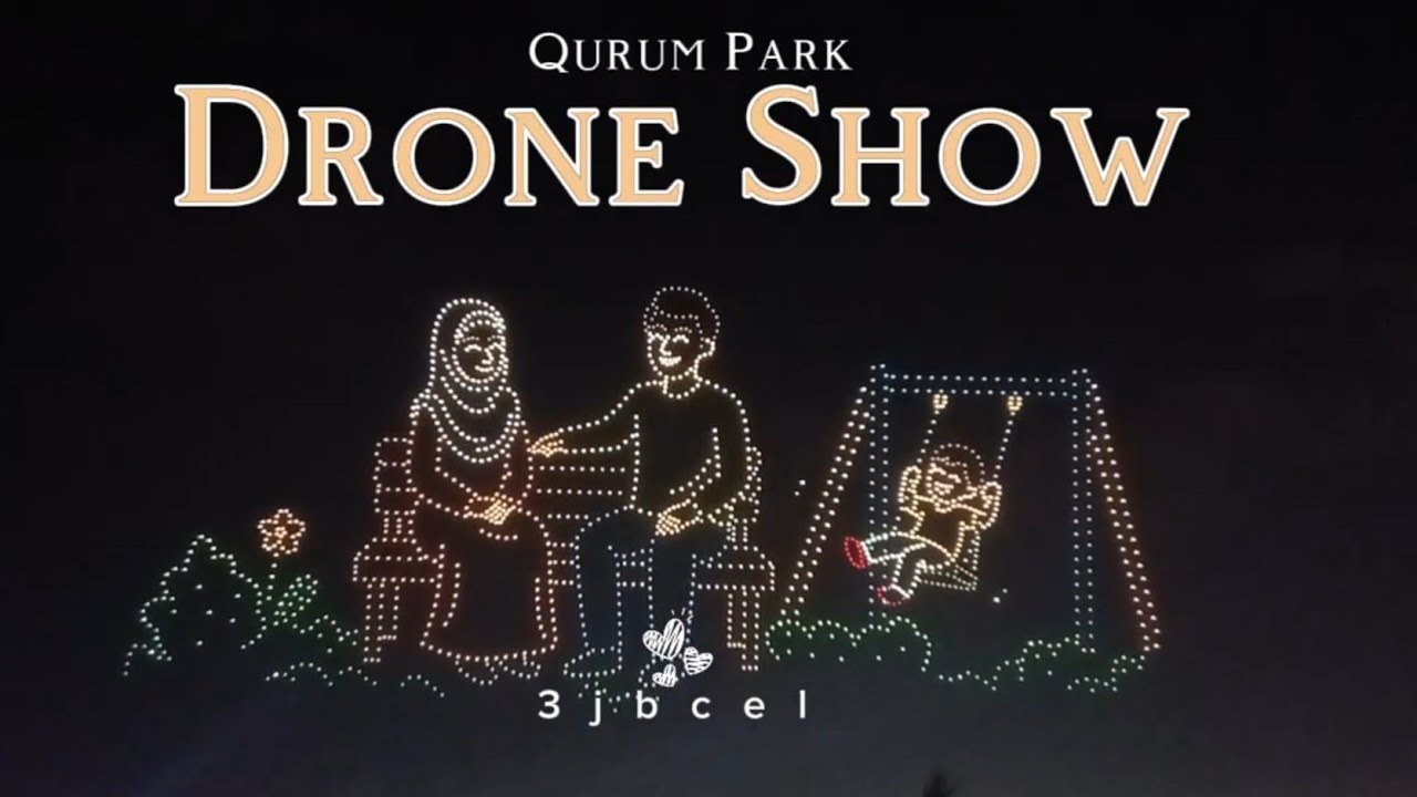Enjoying the night show at Al Qurum Park