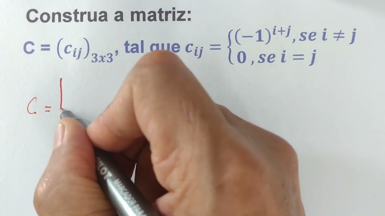 Construa a matriz: C = (c_ij )_3 x 3, tal que c_ij = {█( (-1)^( i + j ), se i ≠ j @ 0, se i = j )┤
