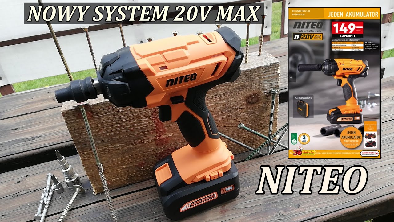 Nowy klucz udarowy NITEO TOOLS z Biedronki, silny, poręczny, mobilny, tani, mały ale wariat!!!