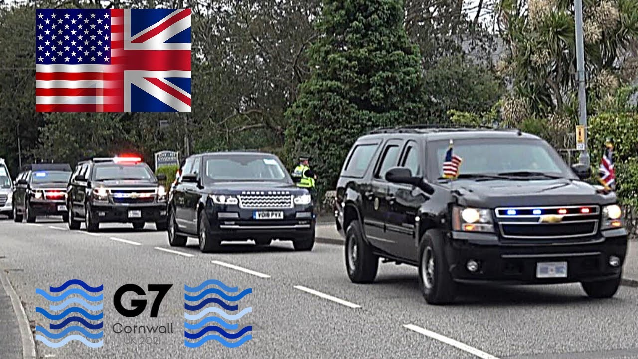 G7 Summit - POTUS Joe Biden&rsquo;s Motorcade In Cornwall - High Security Escort!