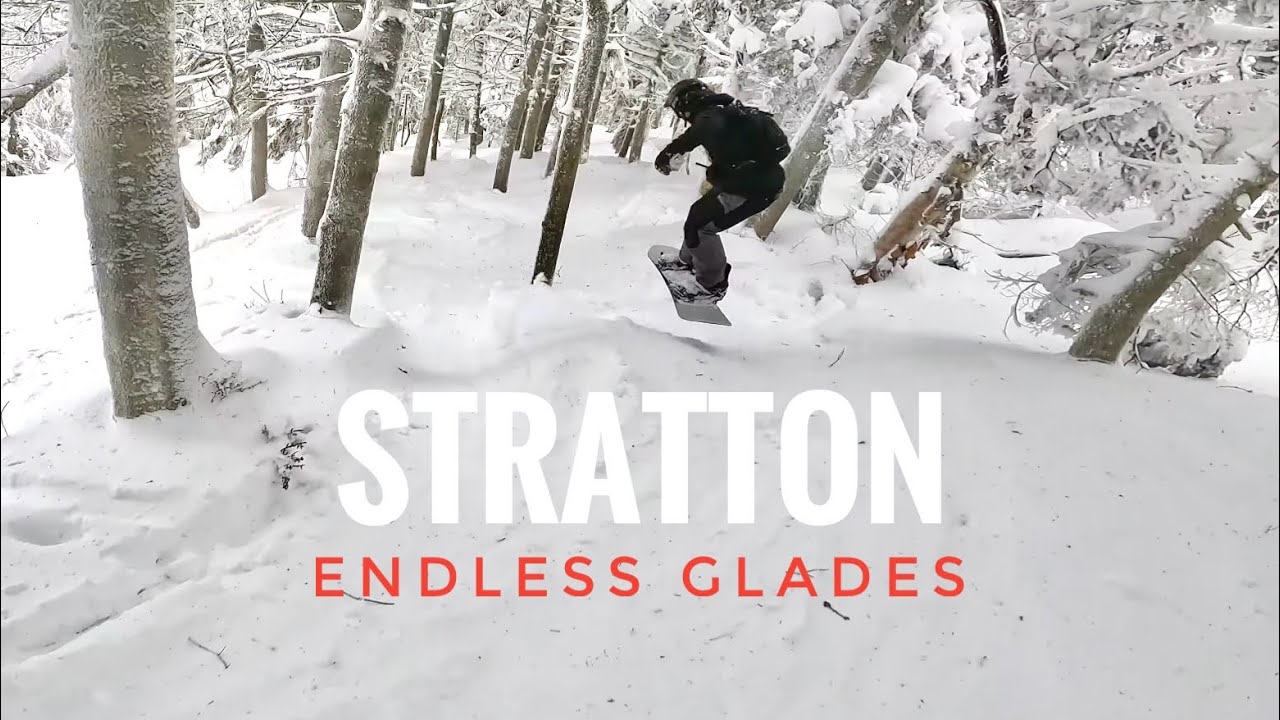 Top to Bottom Endless Glades at Stratton, Vermont - Amazing Snowboarding Conditions