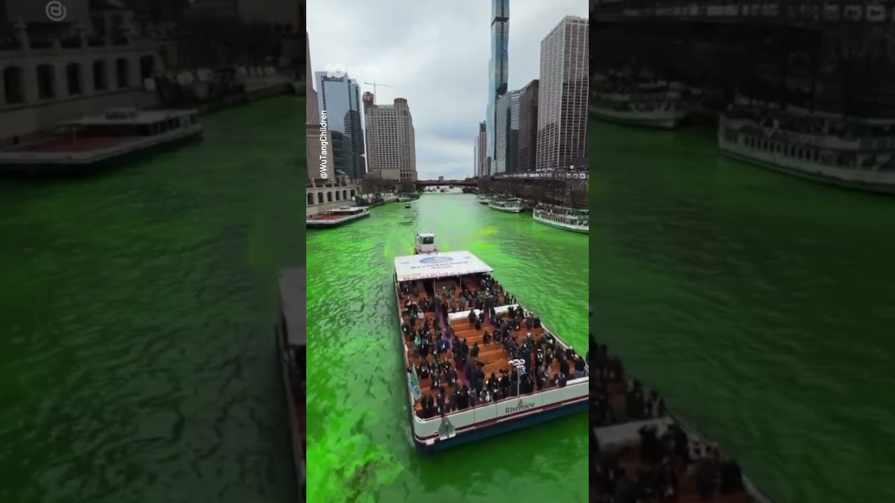 Chicago River Dyed Emerald Green Ahead Of St Patrick's Celebrations | 10 News
