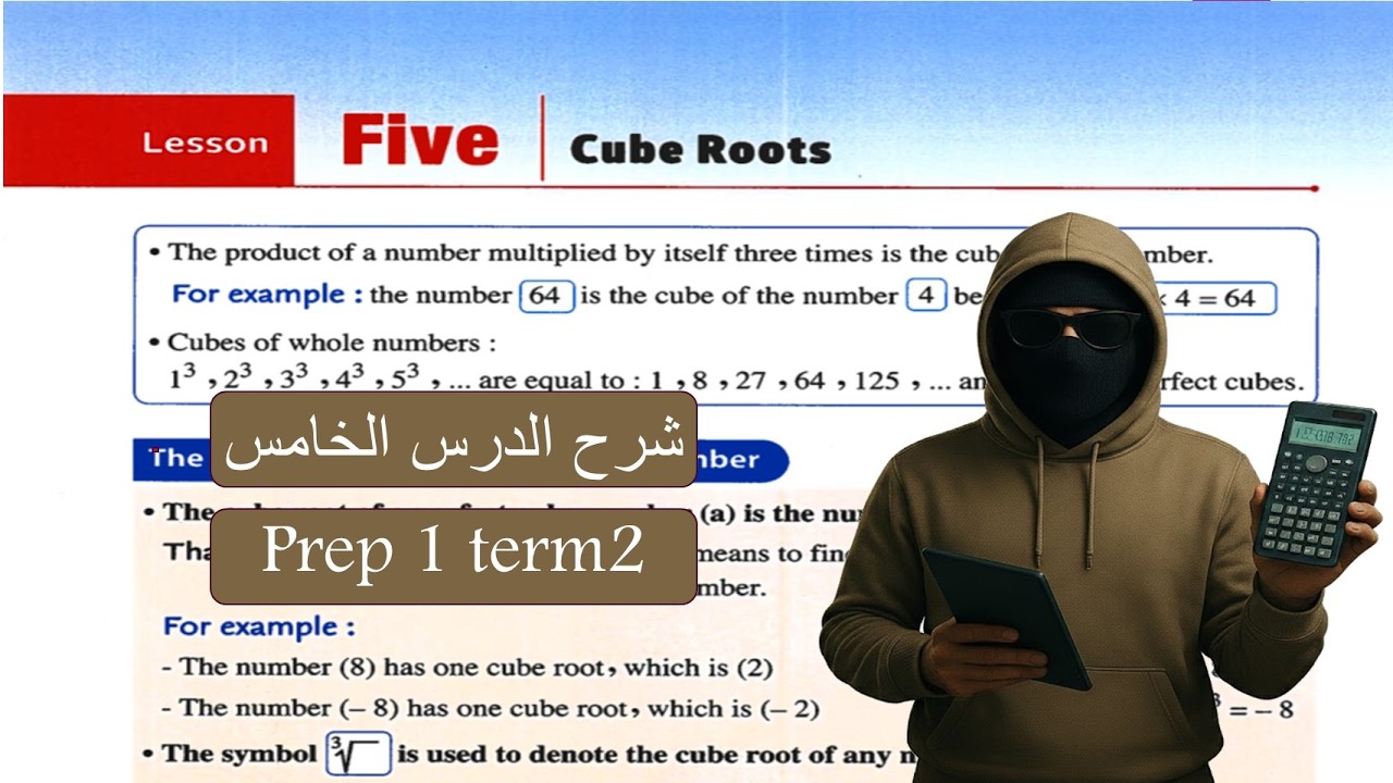 cube roots  Exercise 5 2026 Prep 1 -Term 2 (حل تمارين الدرس الخامس جبر اولي اعدادي )