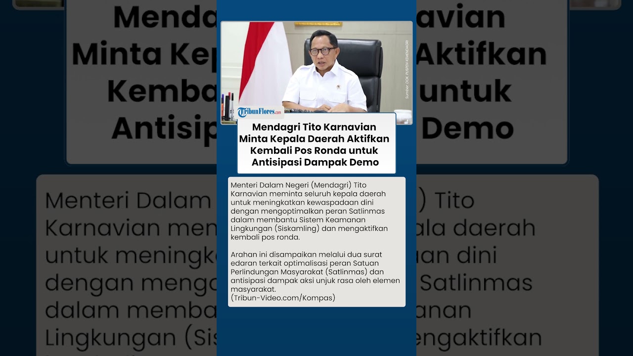 Mendagri Tito Karnavian Minta Kepala Daerah Aktifkan Kembali Pos Ronda untuk Antisipasi Dampak Demo