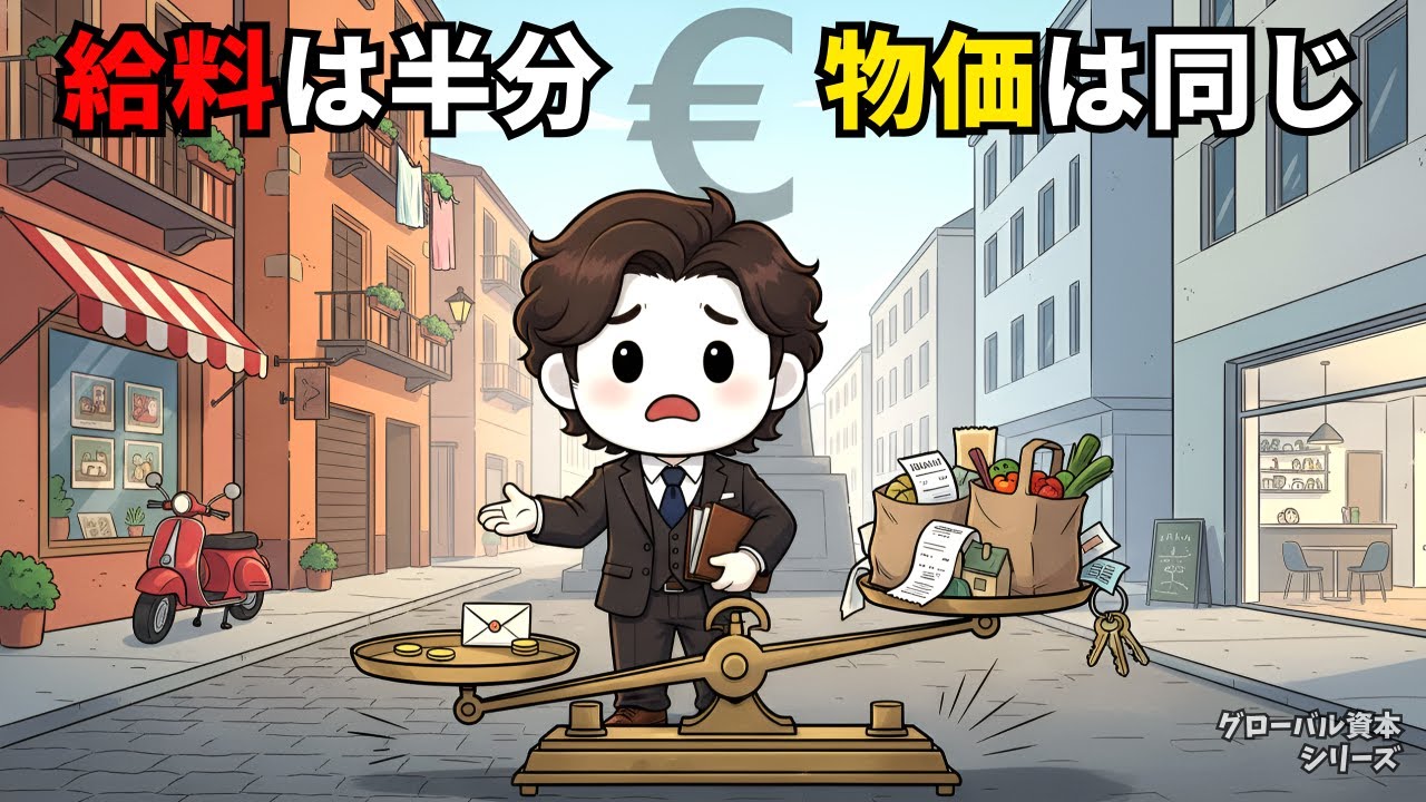 🇮🇹 イタリアの給料はドイツの半分、でも物価は同じ｜通貨ユーロの欠陥とは？