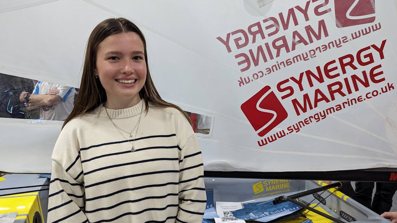 Europe sailor Hannah Carruthers at the RYA Dinghy & Watersports Show 2023