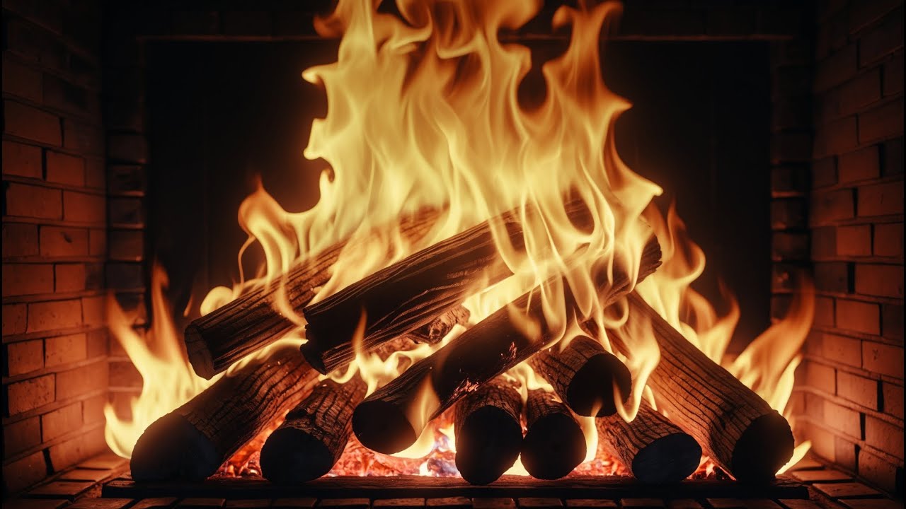 Warm Hearth Glow &mdash; Crackling Fireplace with Bright Golden Flames for Cozy Relaxation