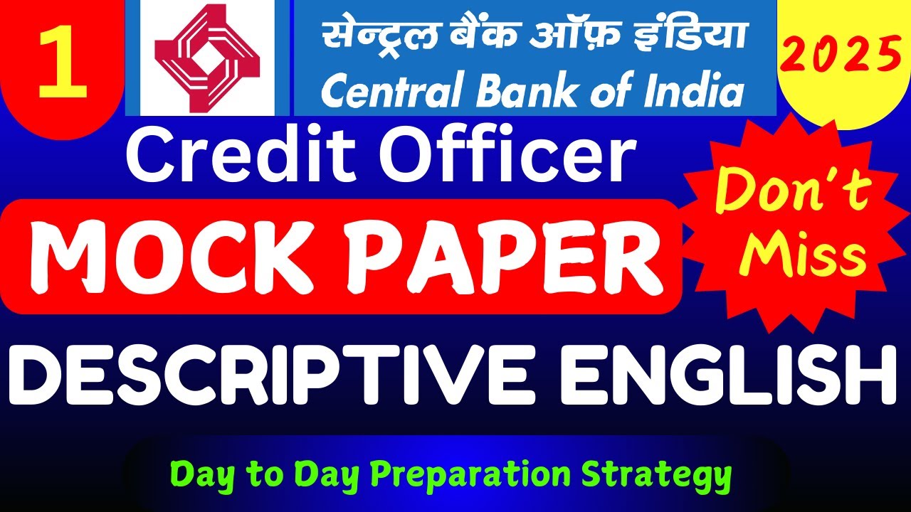 CBI Credit Officer Descriptive English Mock Test | CBI Credit Officer Letter and Essay Writing Test
