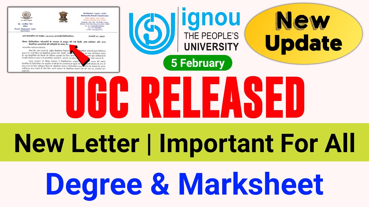 UGC Released New Letter | Important For All | Digilocker Degree & Marksheet | IGNOU New Update 2022