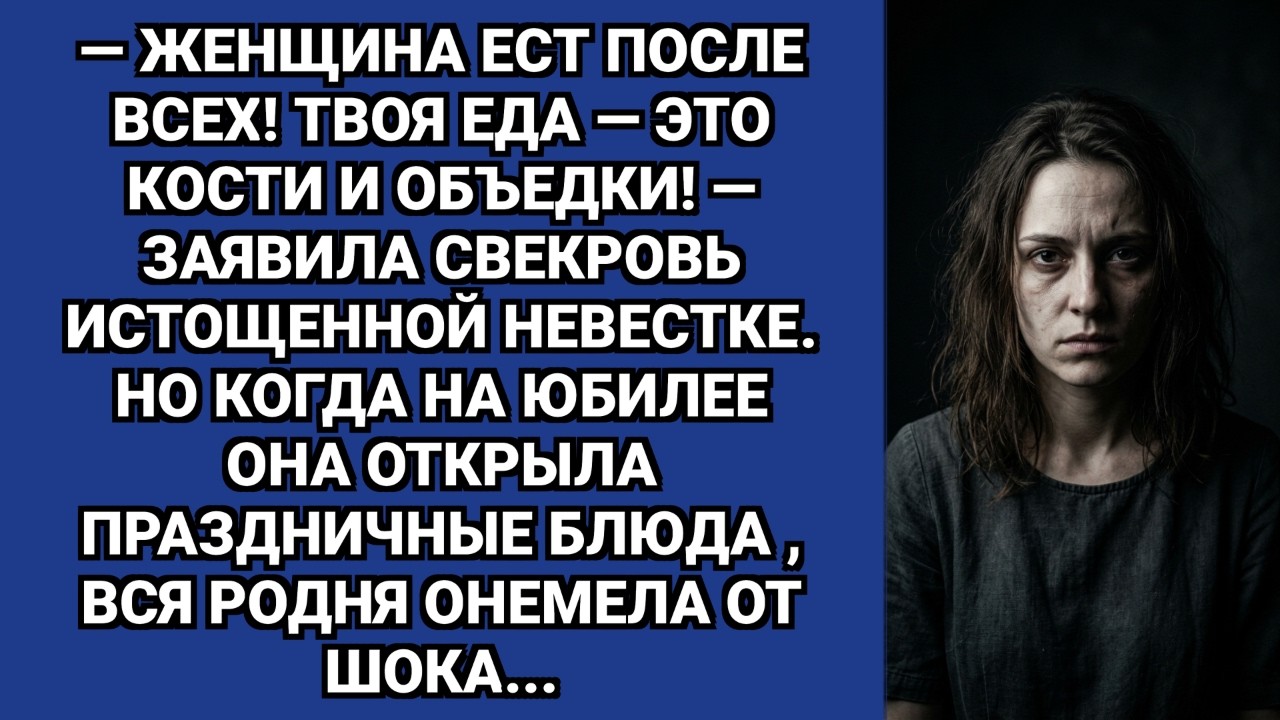 — Женщина ест после всех, тебе кости! — кричала свекровь.
