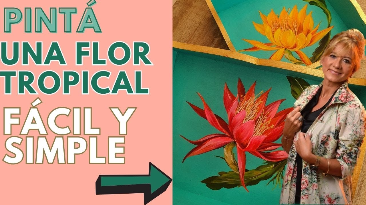 PINTÁ una flor tropical FÁCIL Y SIMPLE a mano alzada