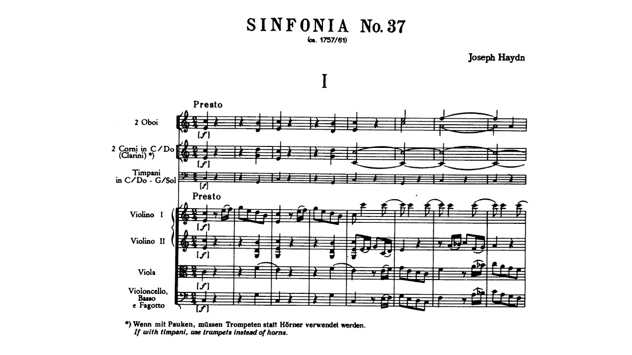 Haydn: Symphony No. 37 in C major (with Score)