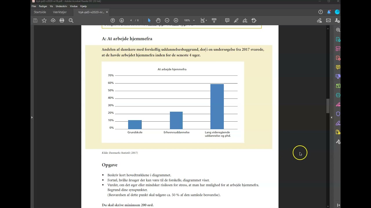 Prøve i dansk 3: 2020 november-december - skriftlig fremstilling, opgave 2A: At arbejde hjemmefra