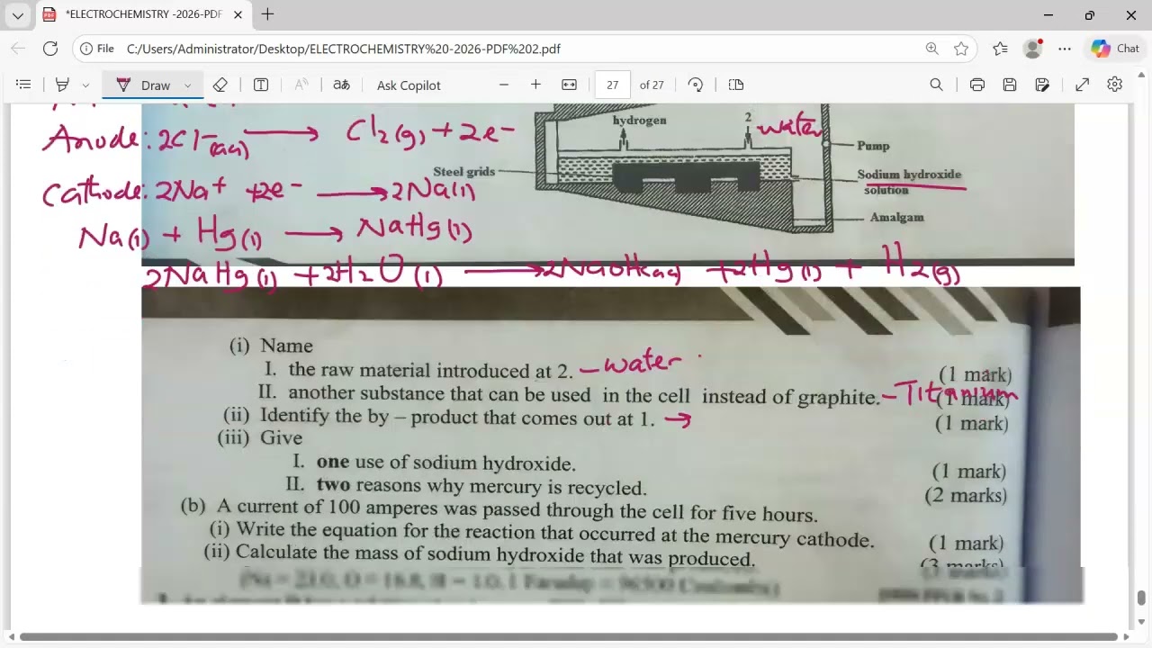 Электрохимия. Химия K.C.S.E 2000, стр. 1, вопрос 2.