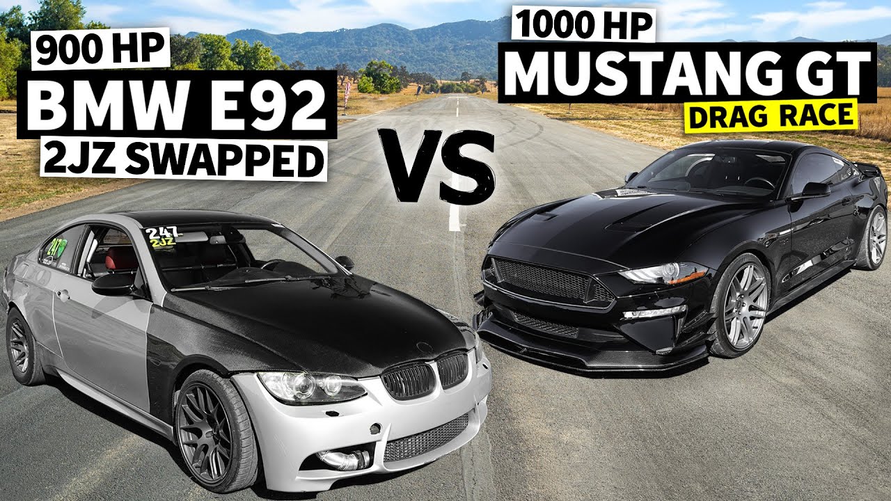 1000HP Twin Turbo Mustang GT vs 900HP 2JZ-swapped BMW E92