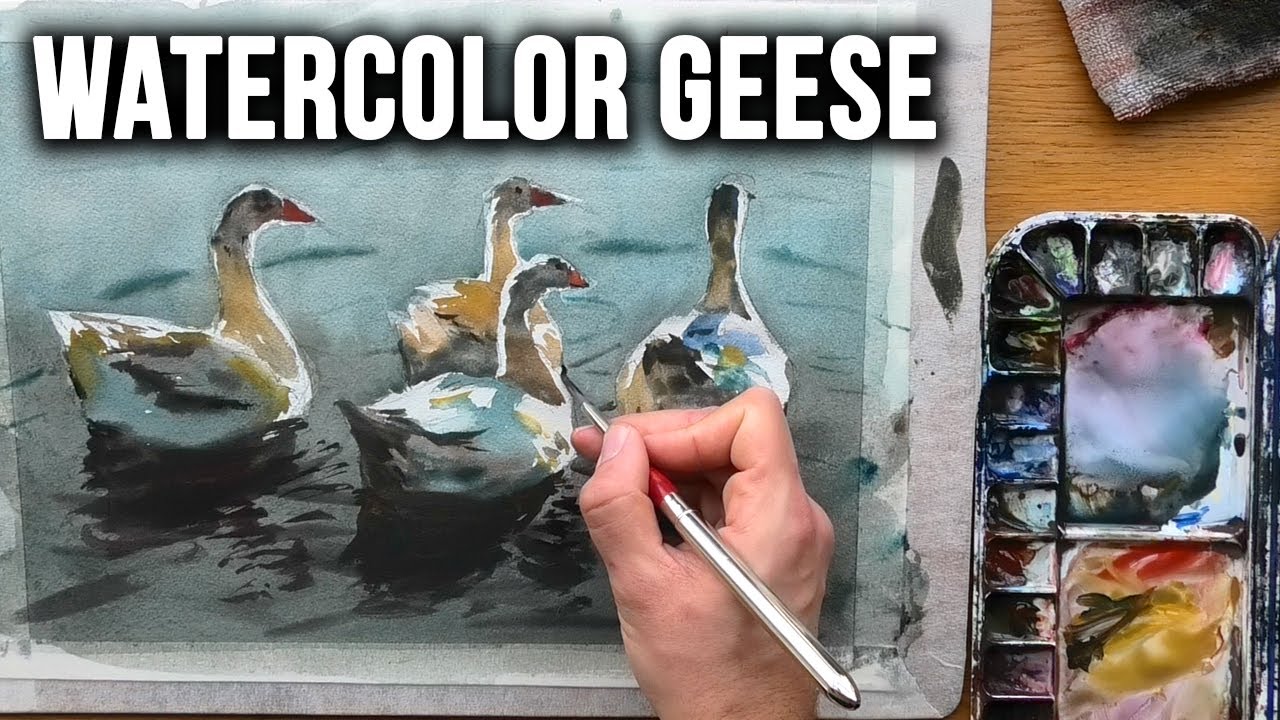 How to Paint Geese in Watercolor 🎨 | Full Process