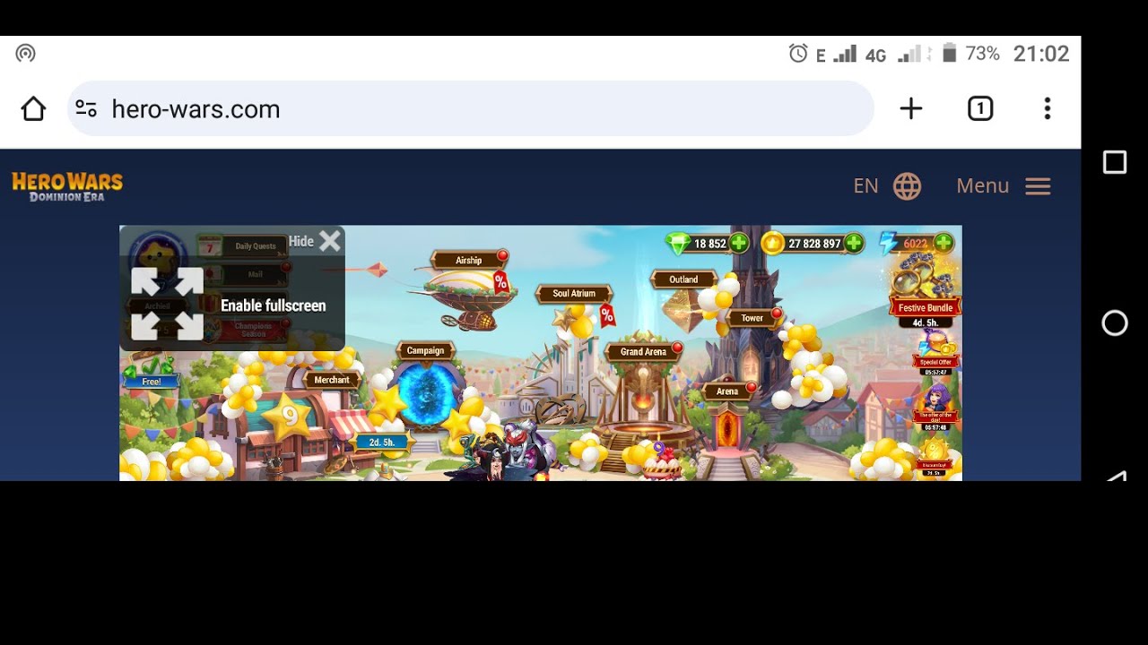 The way to play Hero Wars: Dominion Era on a mobile device. Phone, Tablet, and so on.
