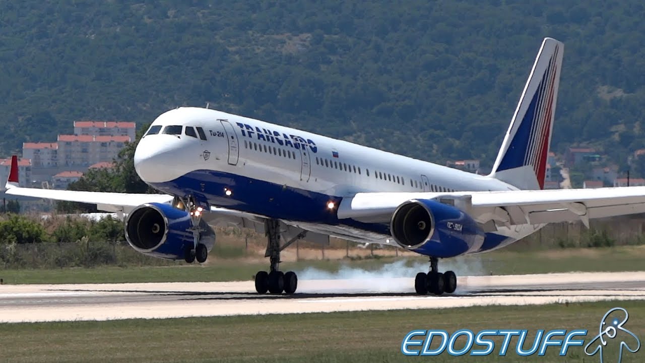 Transaero - Tupolev Tu-214 RA-64518 - Landing and Taxi-in at Split airport SPU/LDSP