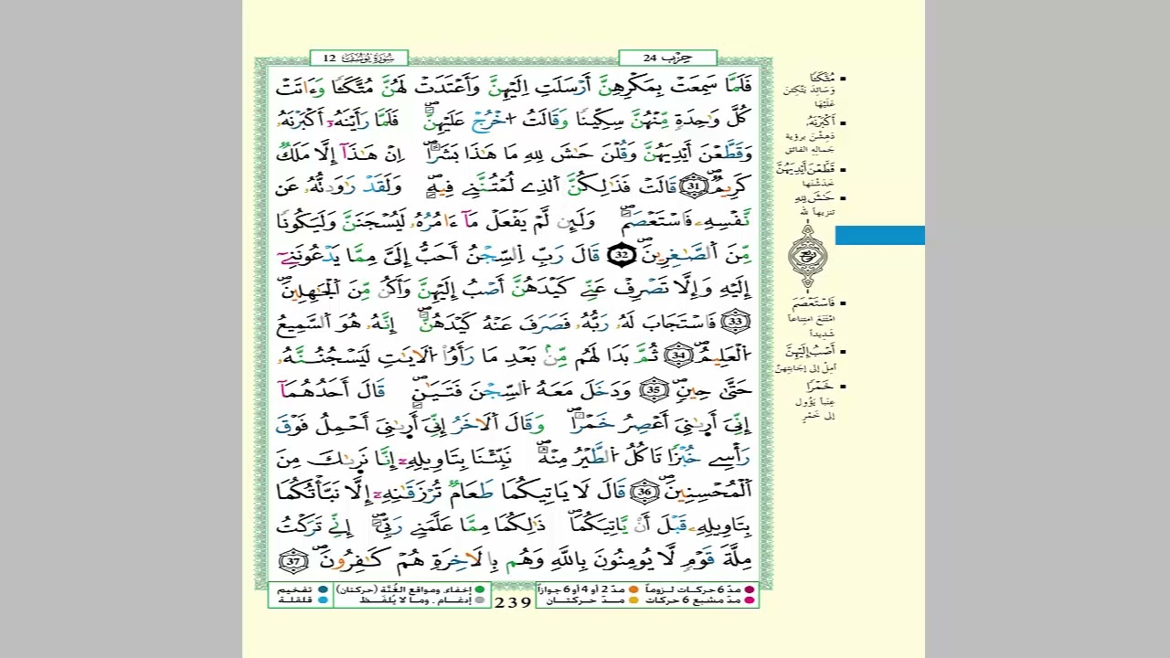 الثمن 7 من الحزب 24 مكرر 7 مرات من المصحف المصور برواية ورش عن نافع للقارئ الشيخ العيون الكوشي