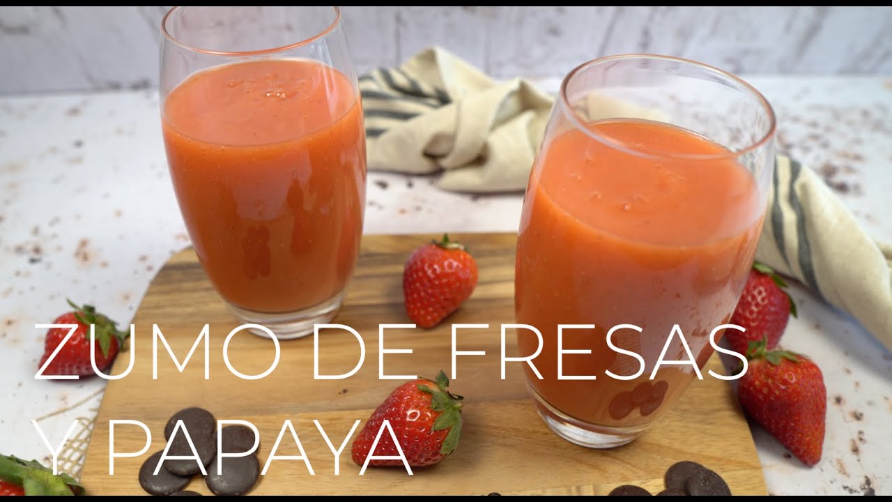 Jugo Tropical De Fresas y Papaya🍹   Bebidas Refrescantes Para El Verano A Mi Manera☀️🌊🏖