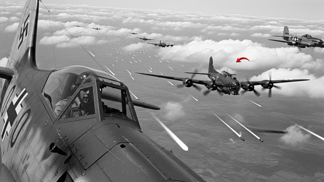 30 German Fighters Attacking Bombers — One Pilot Fought Them All Alone