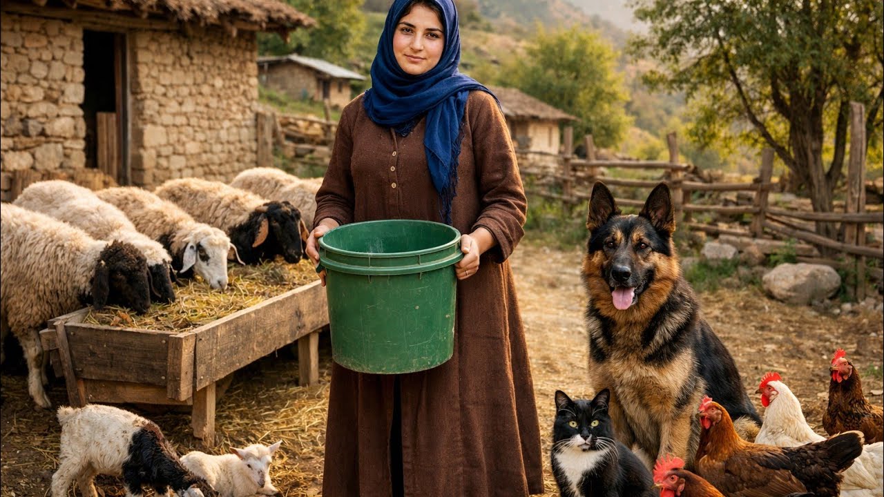 The hard and hardworking life of a woman in an Iranian village👩‍🌾🐓🐏