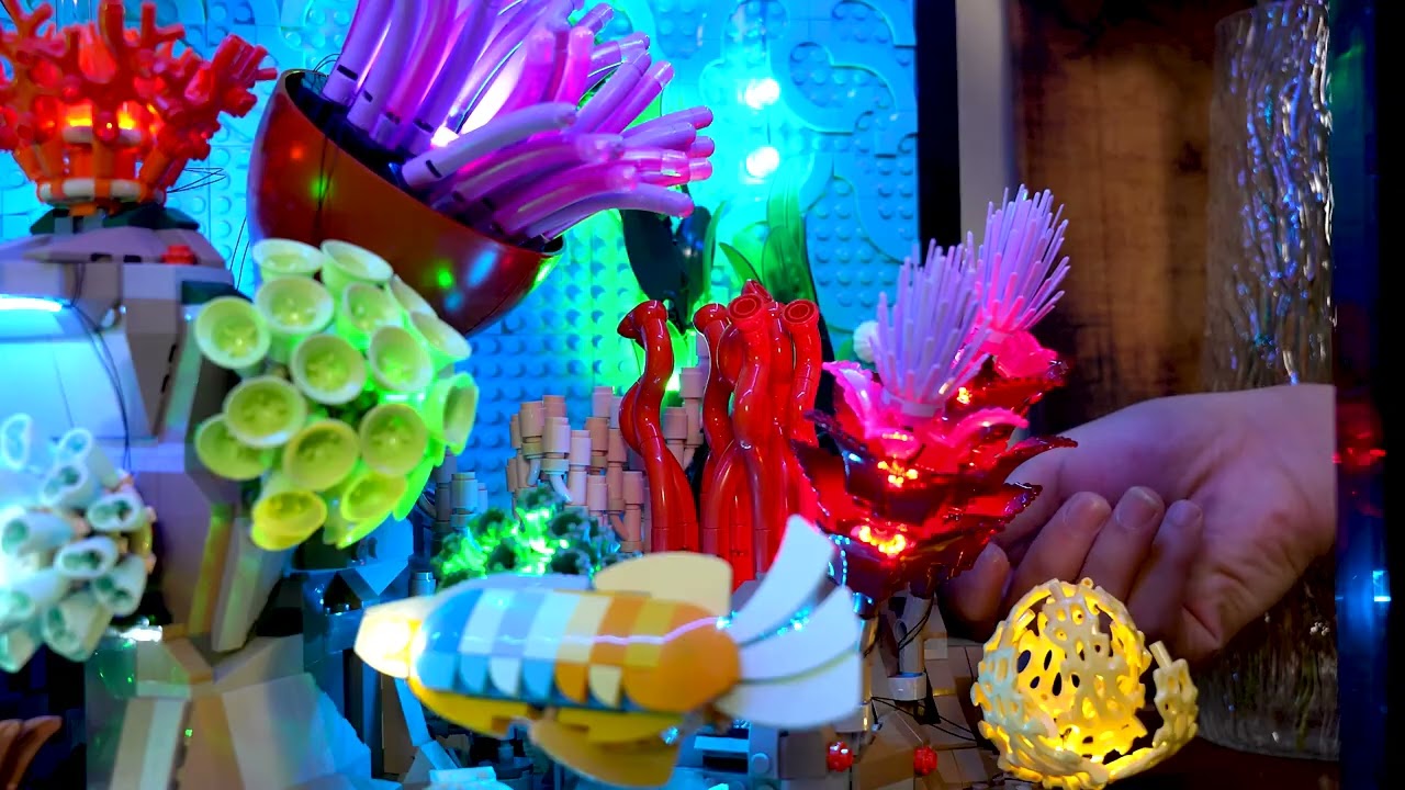 Light up your LEGO Tropical Aquarium 10366 and watch the magic swim alive.