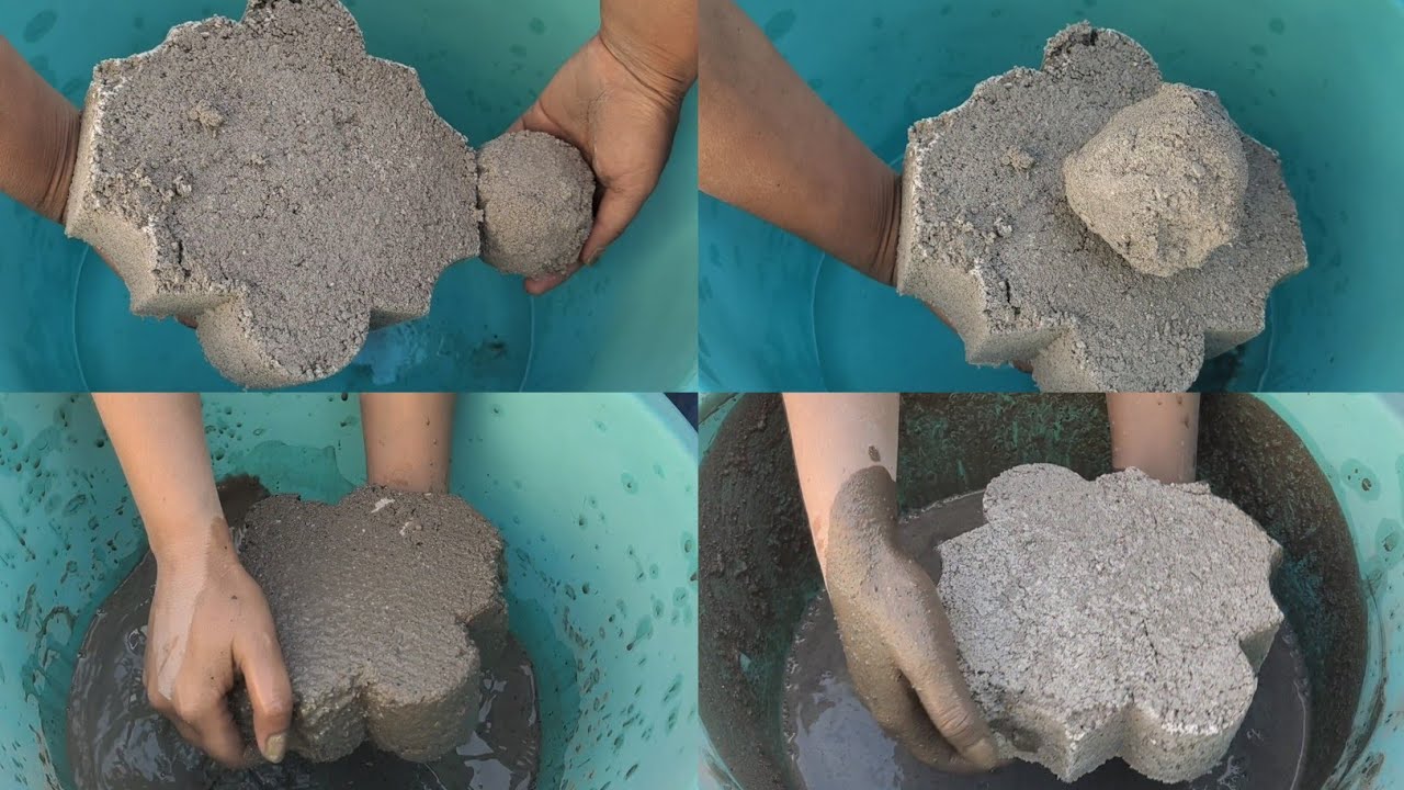Super soft dusty grainy sand cement beautiful shape crumbling in water 💦💦 Asmr