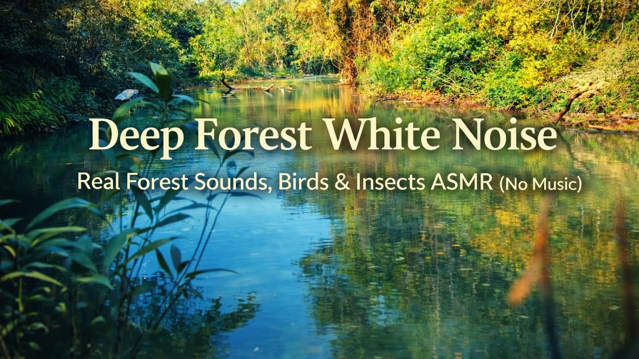 Deep Forest White Noise  Real Forest Sounds, Birds & Insects ASMR (No Music)
