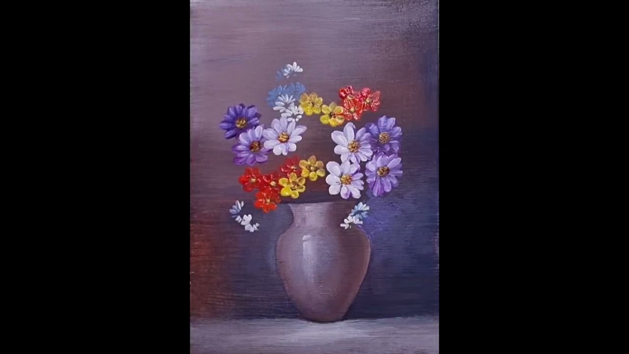 #화병과 예쁜꽃 그리기 | 아크릴페인팅 | 유화 | #Oil Painting | #Acrylic Painting [324]힐링영상취미미술 