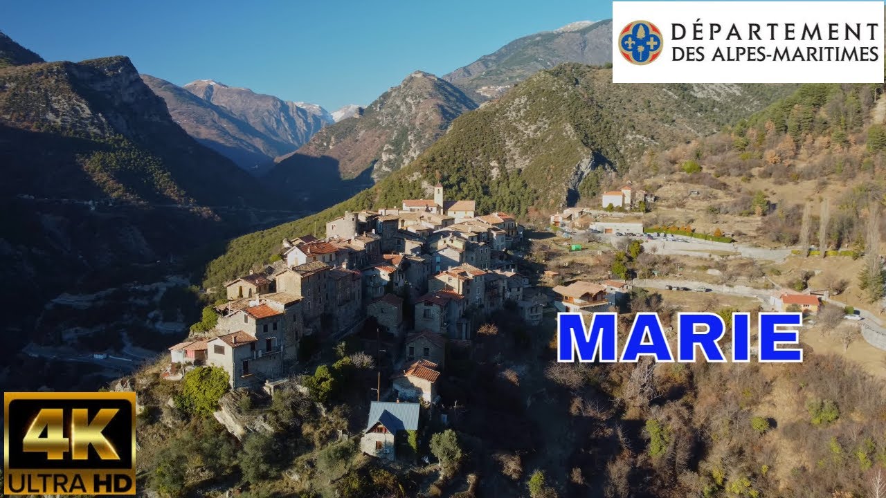 DRONE 4K  le village de Marie, ALpes Maritimes, FRANCE