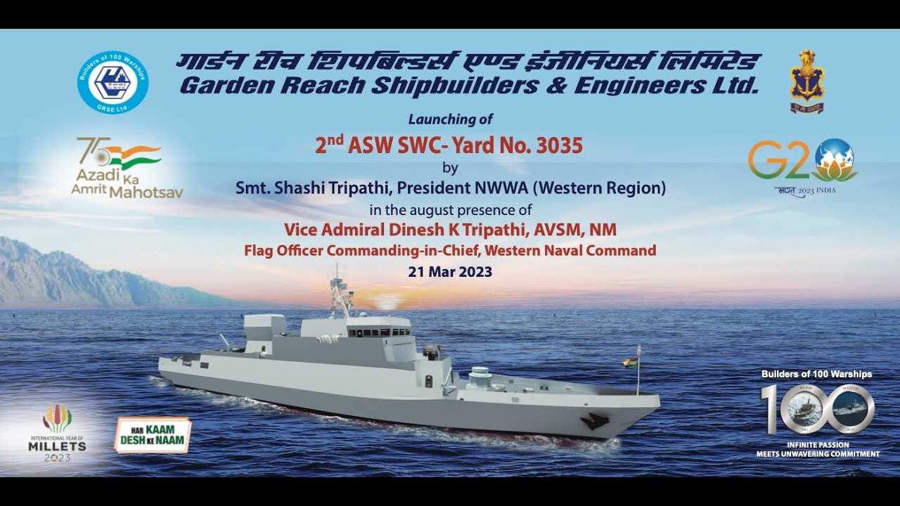 Launching of 2nd Anti Submarine Warfare Shallow Water Craft (ASW SWC) Yard - 3035